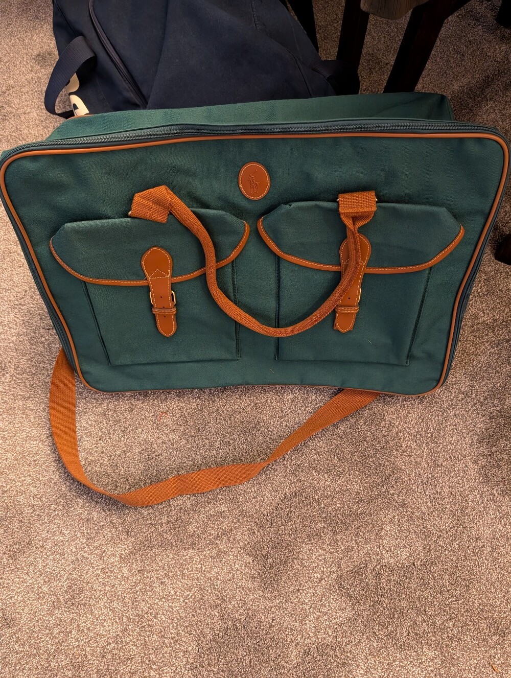 Polo by Ralph Lauren Dark Teal Duffel with Brown Leather Trim